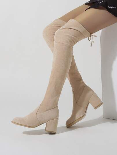 Chunky Heeled Over The Knee Boots | SHEIN