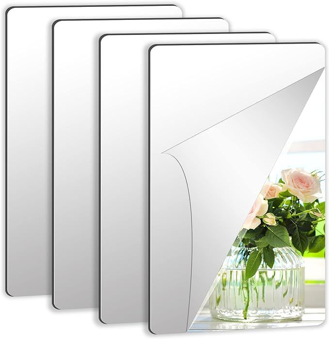 Self Adhesive Acrylic Mirror, Mirror Tiles,Flexible Plastic Mirror Sheets Wall Stickers,2MM Thick... | Amazon (US)
