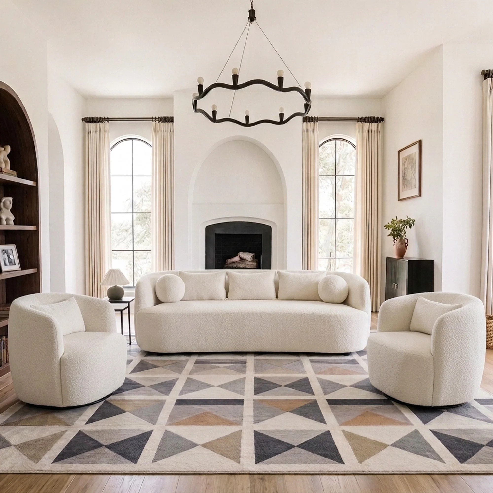 3-piece Boucle Upholstered Living Room Set | Wayfair North America