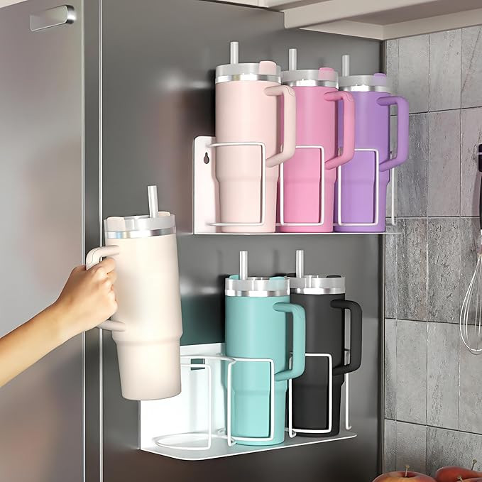 Sorbus Tumbler Cup Organizer – 3-Cup Holder for Cabinet, Fridge, or Wall – Magnetic or Screw ... | Amazon (US)