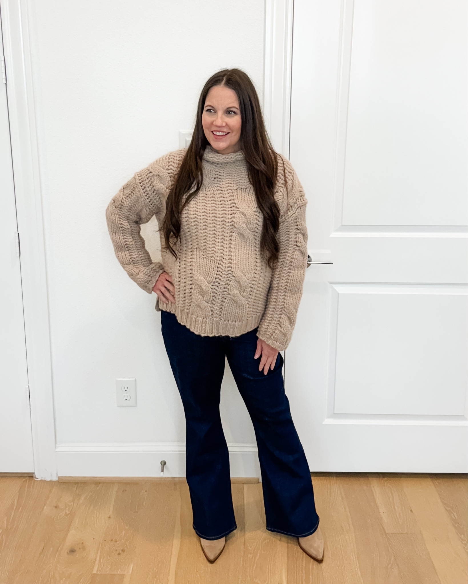 Easy Everyday Maternity Look

This cozy winter outfit is one of those looks you can throw on and instantly feel put together. The mock-neck cable wool blend sweater and dark blue bootcut flared jeans are a winning combo, especially if you’re looking for the best maternity jeans.
I love how this pregnancy outfit looks with both tan boots and light brown booties. It’s an effortless dressy casual outfit that fits right into my everyday rotation of winter outfits women wear all season.


#LTKOver40 #LTKSeasonal #LTKBump