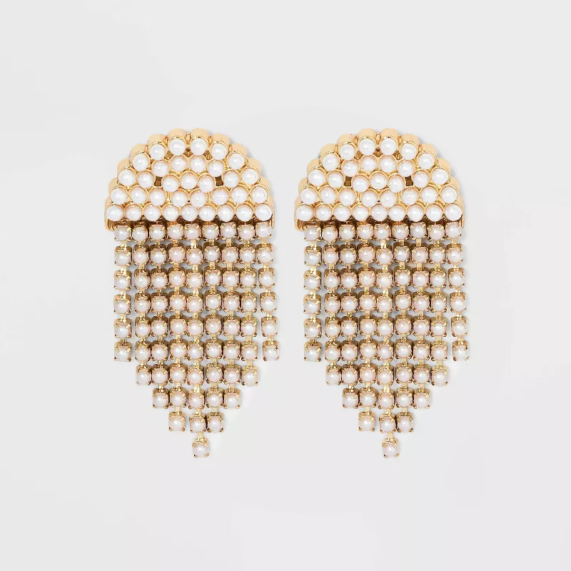 SUGARFIX by BaubleBar Pearl Fringe Statement Drop Earrings - Gold | Target