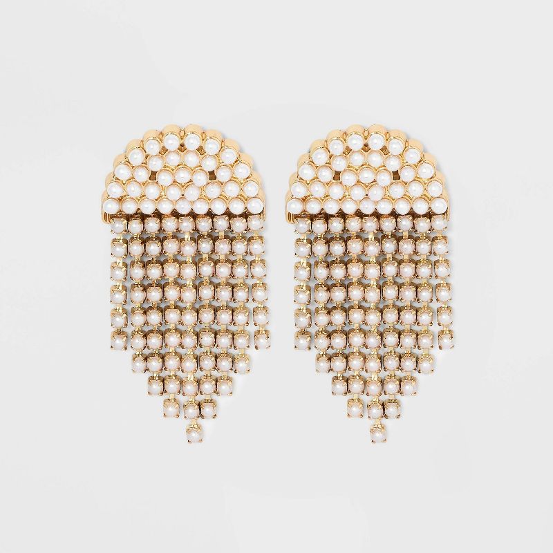 SUGARFIX by BaubleBar Pearl Fringe Statement Drop Earrings - Gold | Target