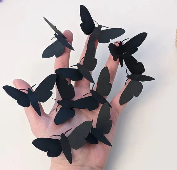 Black Moth Decorations | Paper Moths | Halloween Decor | Craft Supplies | Dark Aesthetic | Scrapb... | Etsy (US)
