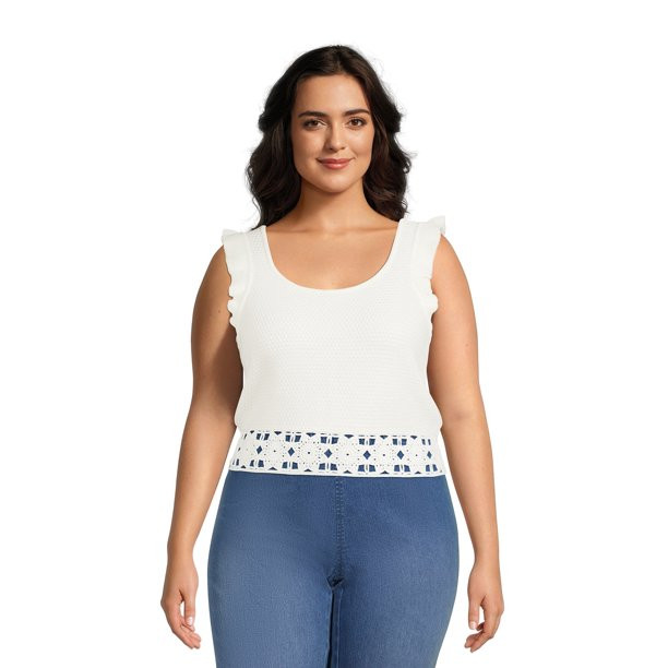 Madden NYC Juniors Plus Size Crochet Top | Walmart (US)