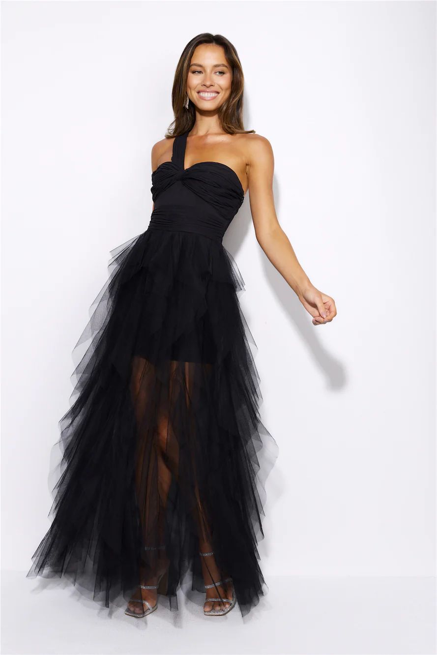 Lavish Style Tulle Maxi Dress Black | Hello Molly