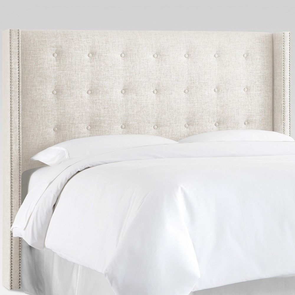 Nail Button Tufted Wingback Headboard (King) White - Threshold | Target