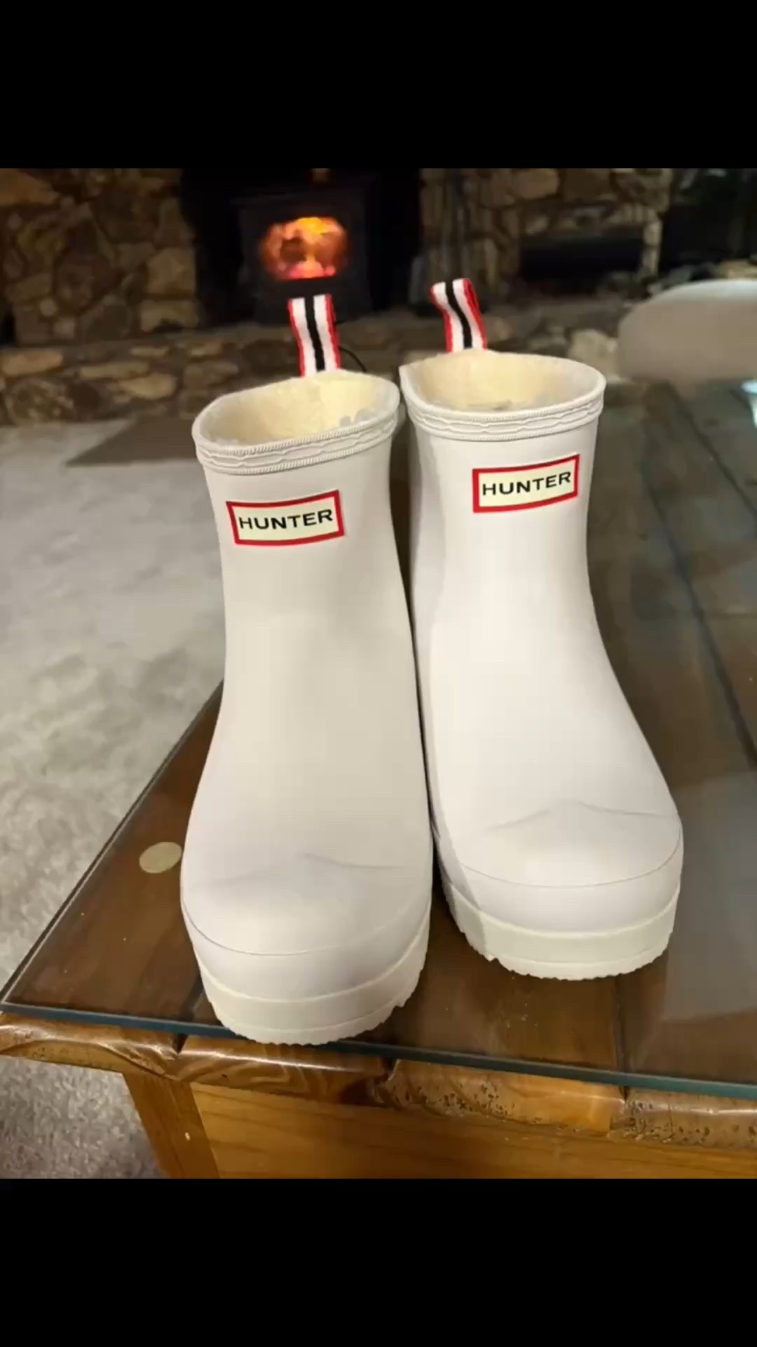 Loving these Hunter Play short boots that are lined. They are so easy to slip on and take off. I have been wearing them out and about in the cold and icy weather here in Michigan. They keep me from slipping, keep my feet warm, look cute and are so versatile. You can wear them with leggings, cuffed up jeans, skinny jeans, or boot cuts. They even have a pull tab in the back to help get them on.