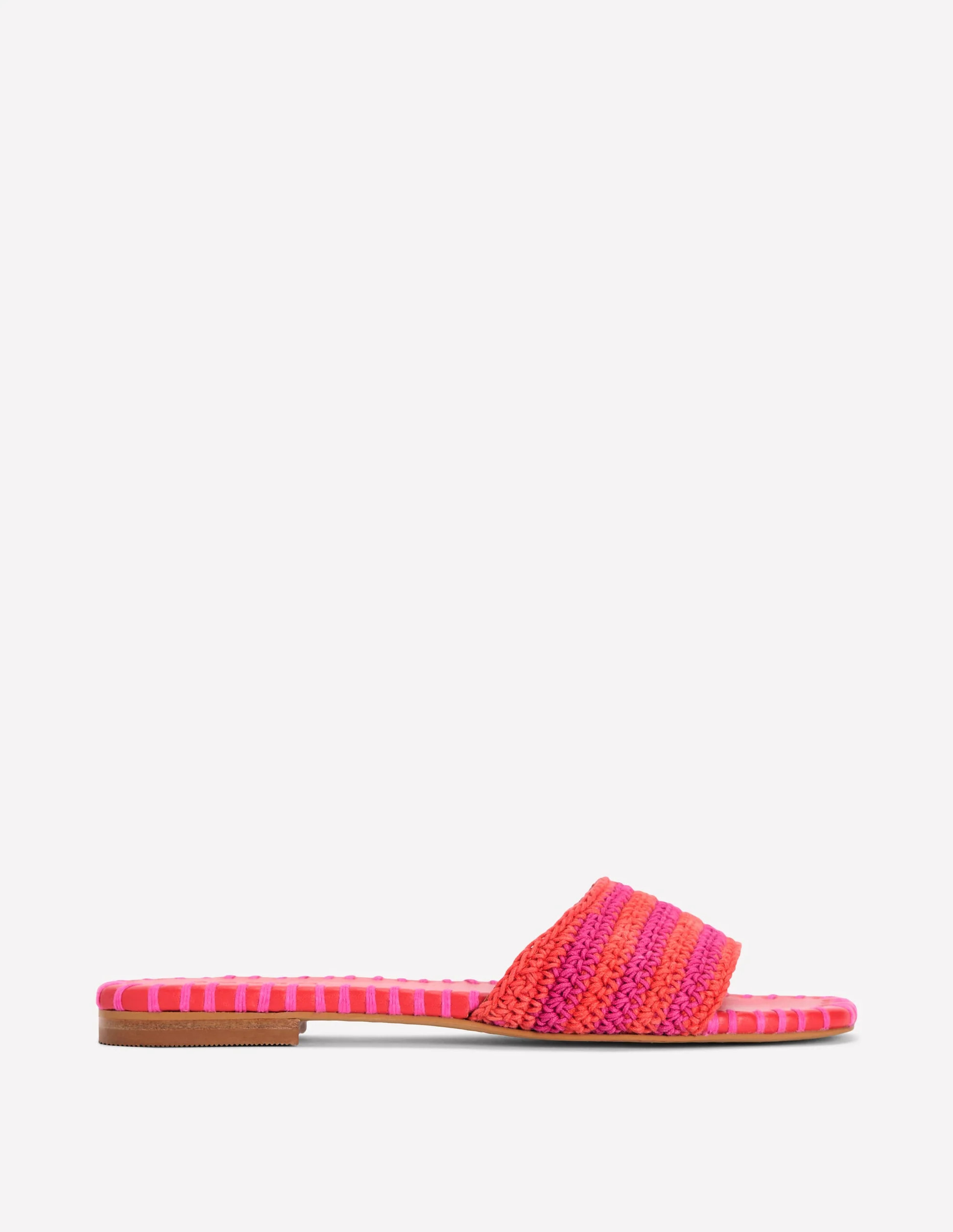 Trim Detail Flat Sandal-Pink Peony/Orange Stripe | Boden (US)