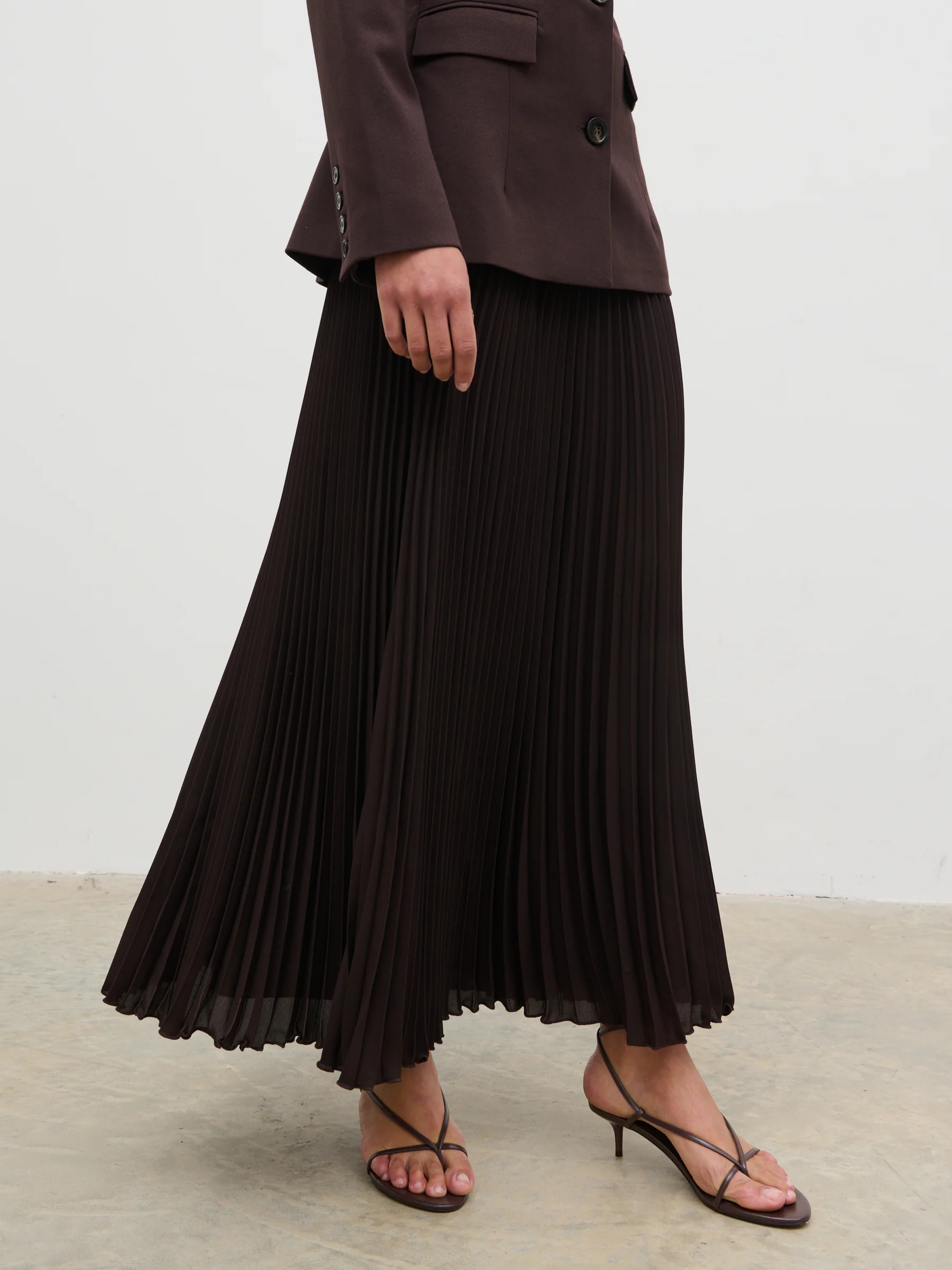 Elsa Pleated Midaxi Skirt - Brown | Pretty Lavish (UK)