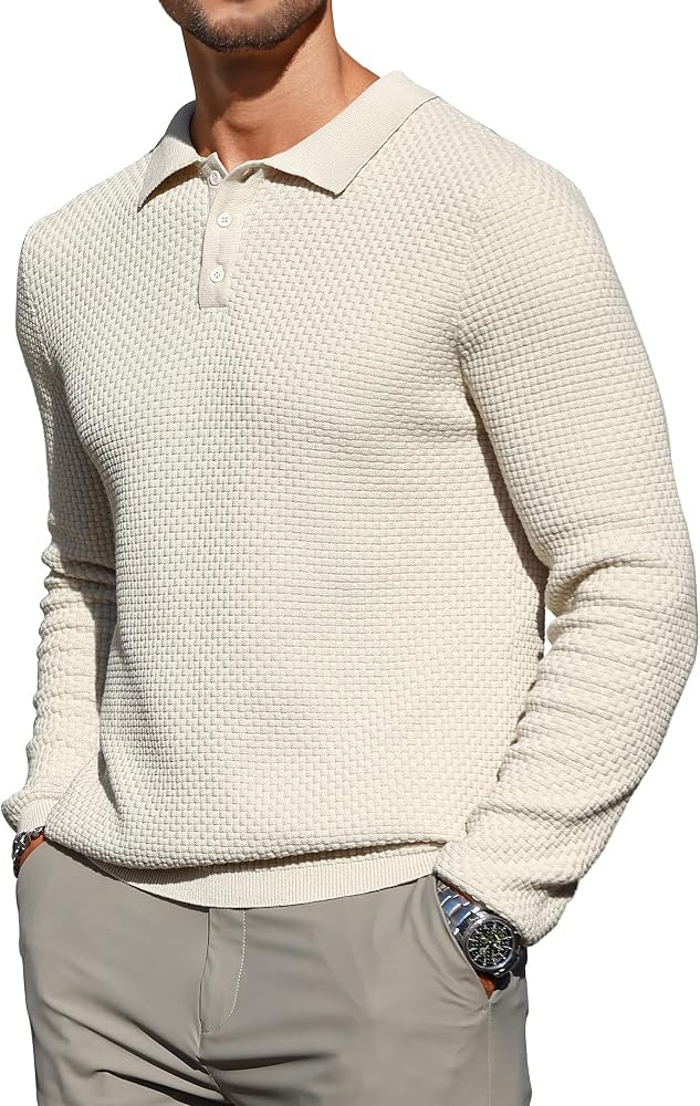 Zaitun Mens Knit Polo Sweater Long Sleeve Lightweight Collared Pullover Casual Sweaters | Amazon (US)