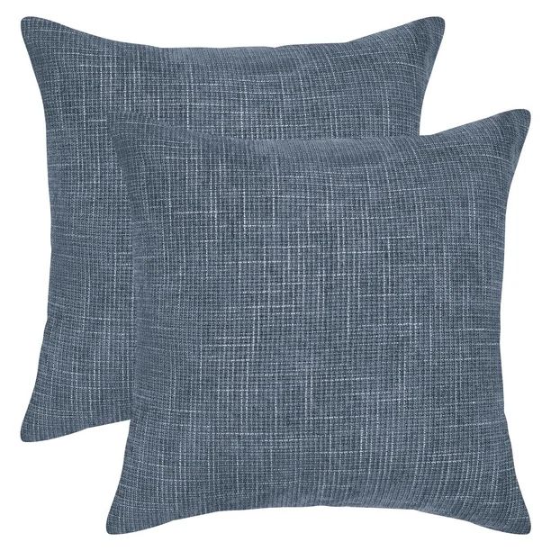 BLEUM CADE 2 Pack Chenille Pillow Covers Square Grey Blue Cushion Cover Solid Farmhouse Decorativ... | Walmart (US)