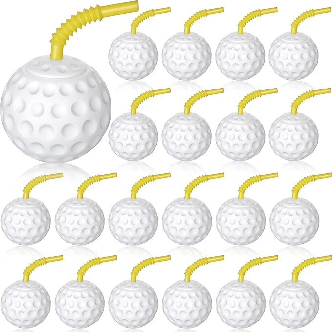 Golf Ball Cups with Lid and Straw 14 oz Plastic Golf Party Favors Shaped Decorations for Party Su... | Amazon (US)