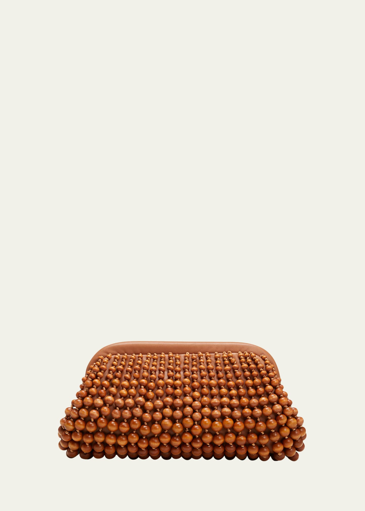 Cult Gaia Nia Wooden Beaded Clutch Bag, Chestnut | Bergdorf Goodman