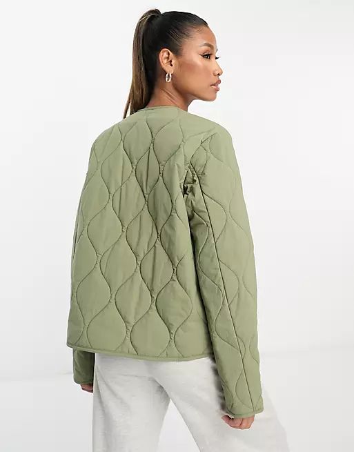 Napapijri Weather quilted liner jacket in khaki | ASOS (Global)
