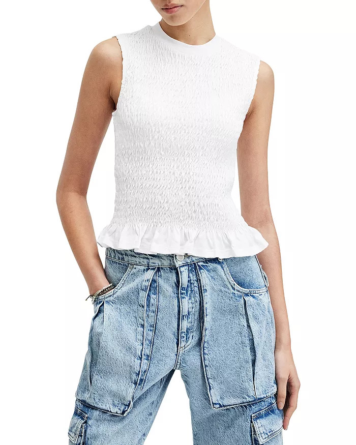 ALLSAINTS Ode Cotton Smocked Tank Back to results -  Women - Bloomingdale's | Bloomingdale's (US)