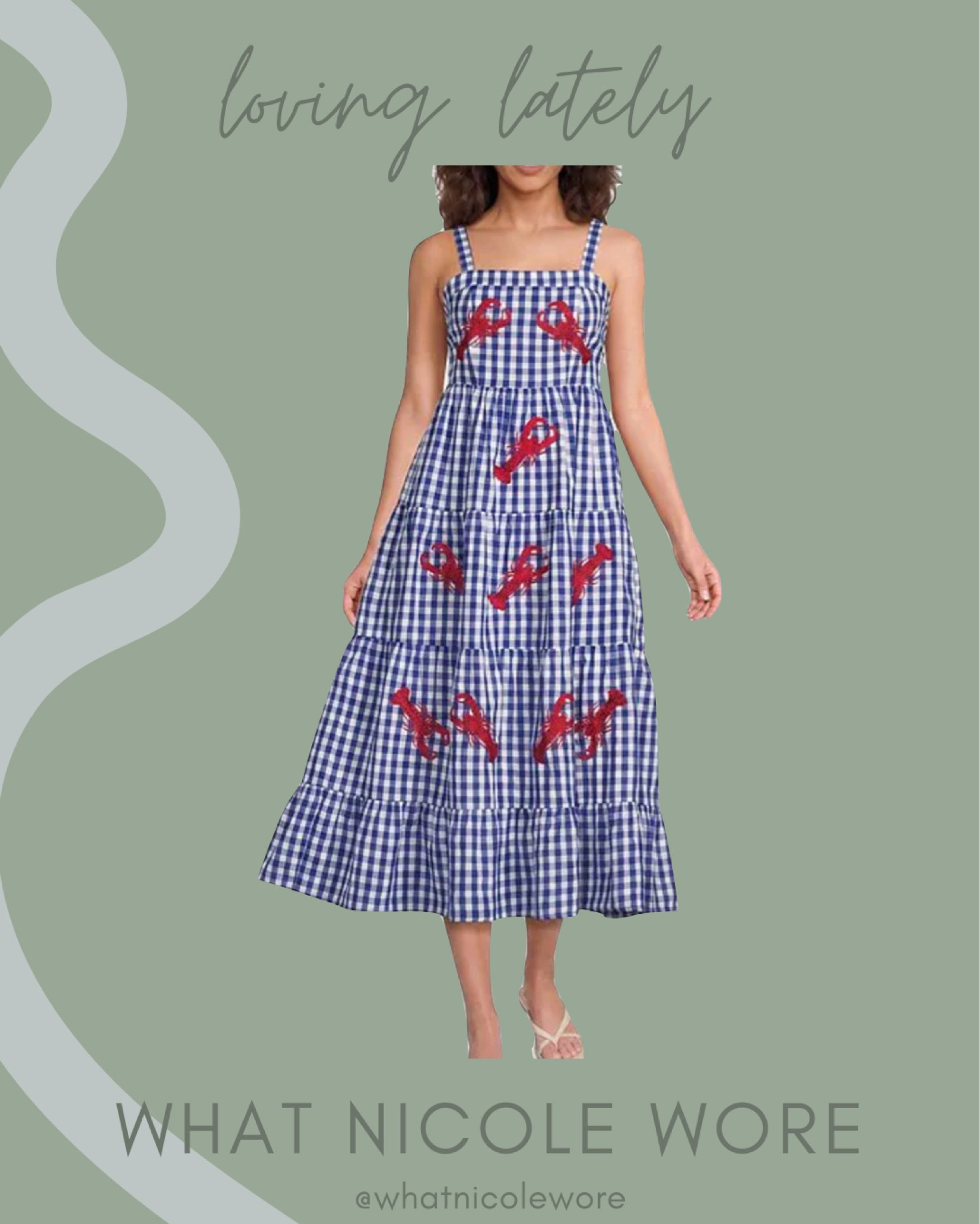 This might be the perfect Fourth of July dress! This blue gingham midi dress has red lobsters embroidered on the front for a cute summer dress that’s red, white, and blue.

#LTKWorkwear