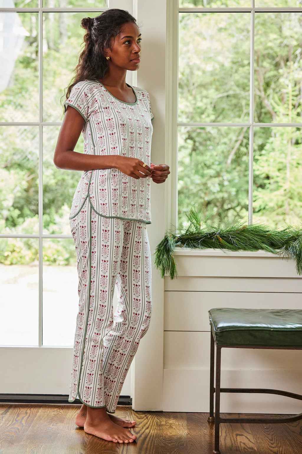 Pima Short-Long Set in Scarlet Antoinette | Lake Pajamas