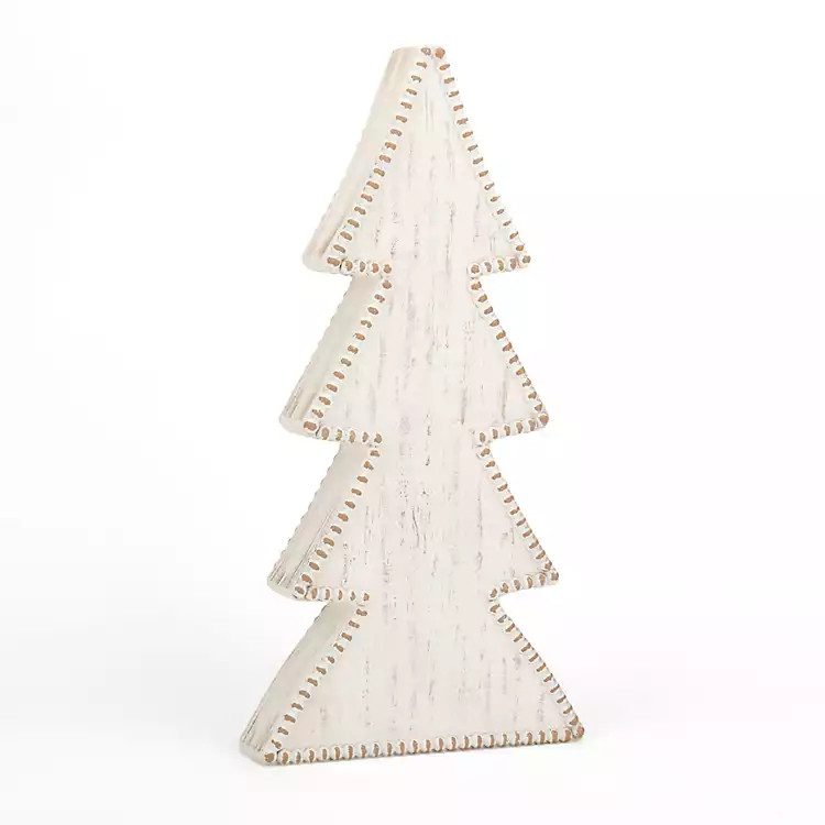 White Wood Beaded Edge Christmas Tree, 19 in. | Kirklands