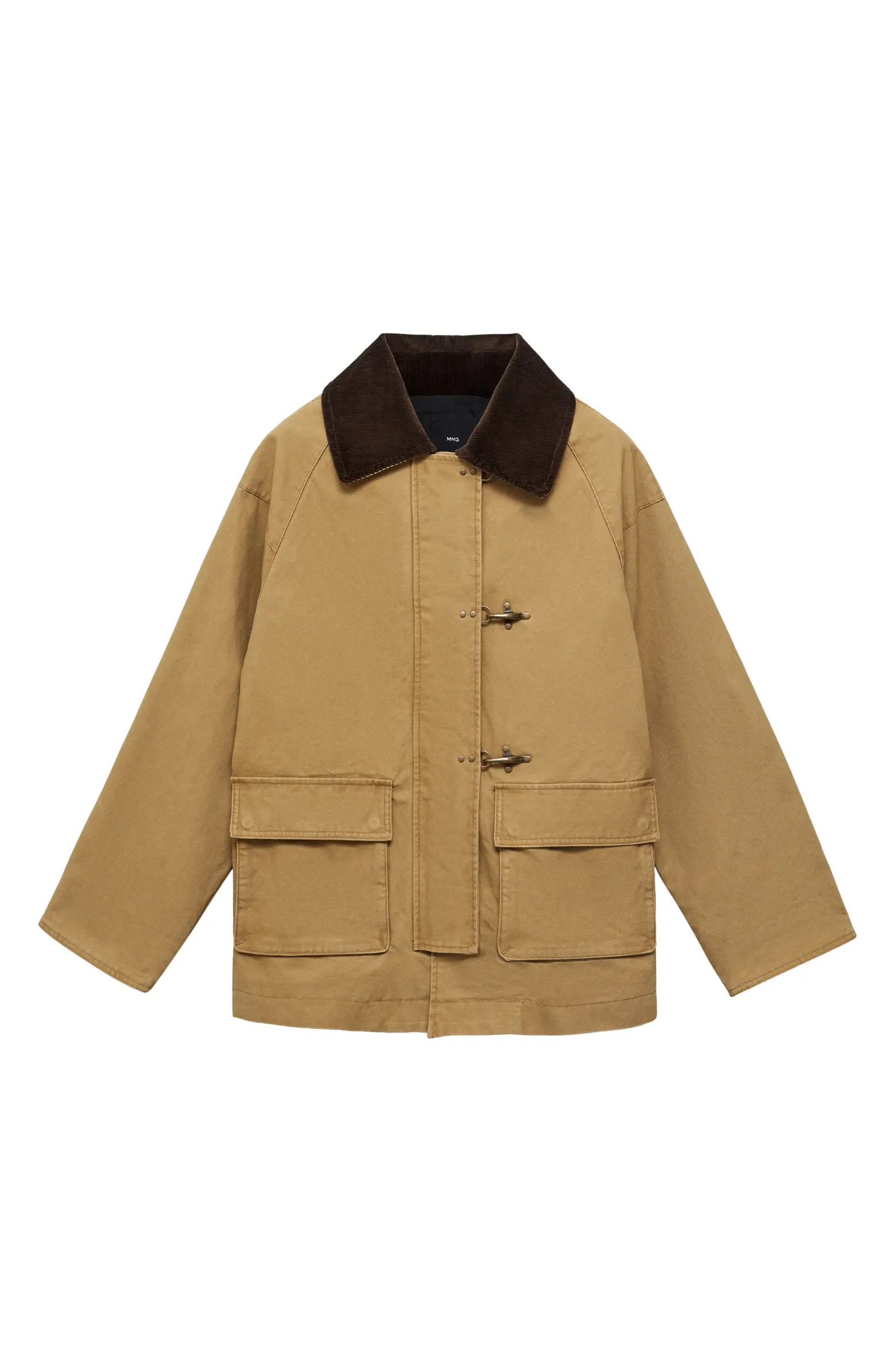 Corduroy Colllar Cotton Canvas Coat | Nordstrom