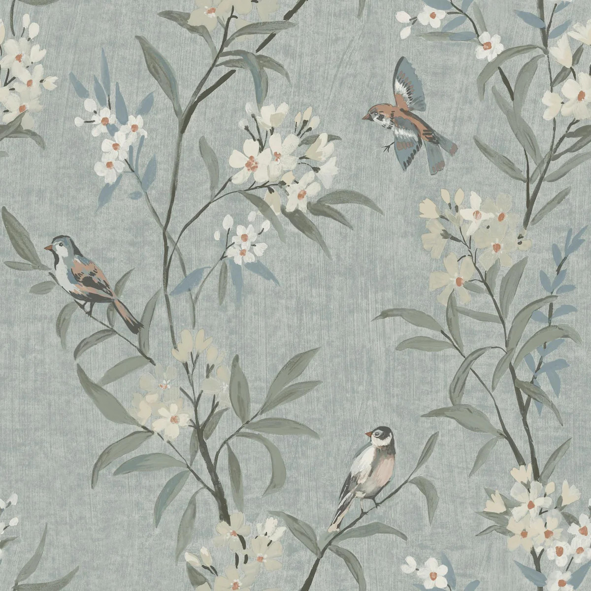 York Tea Olive Blue Finch Frolic Wallpaper | DecoratorsBest