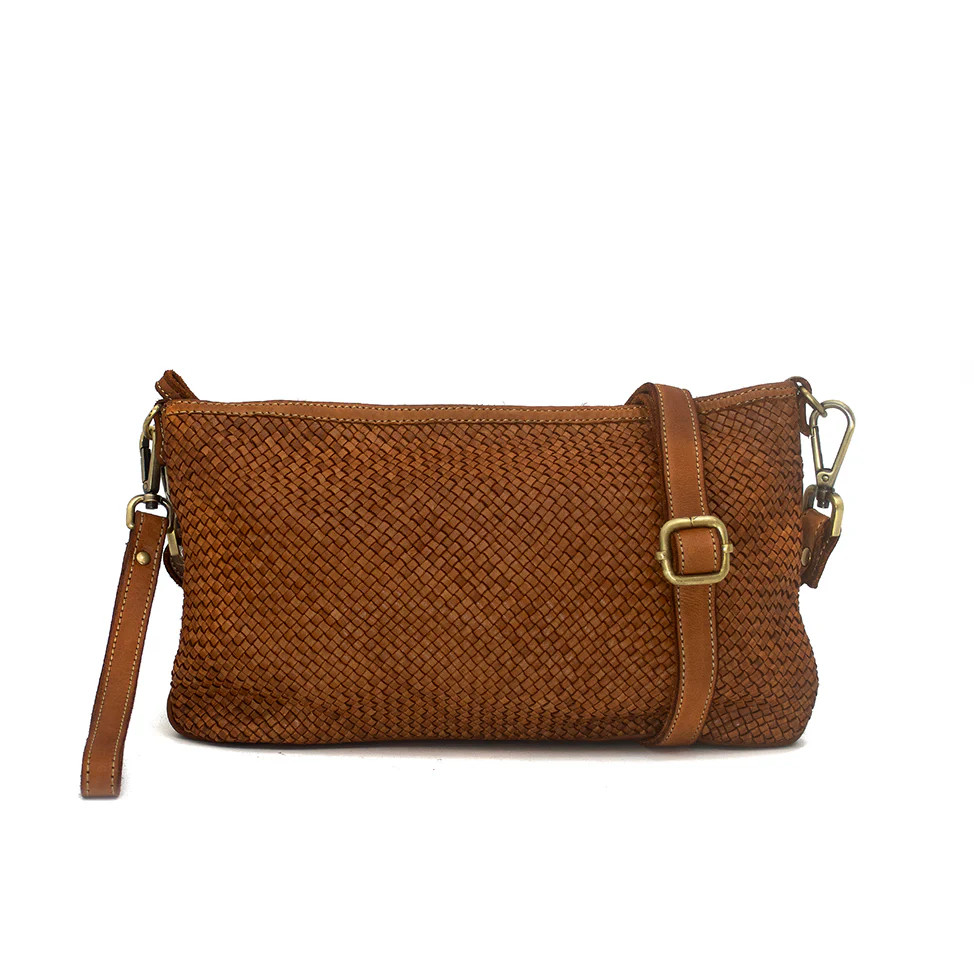 Laura Woven Crossbody in Cognac | Bolsa Nova Handbags