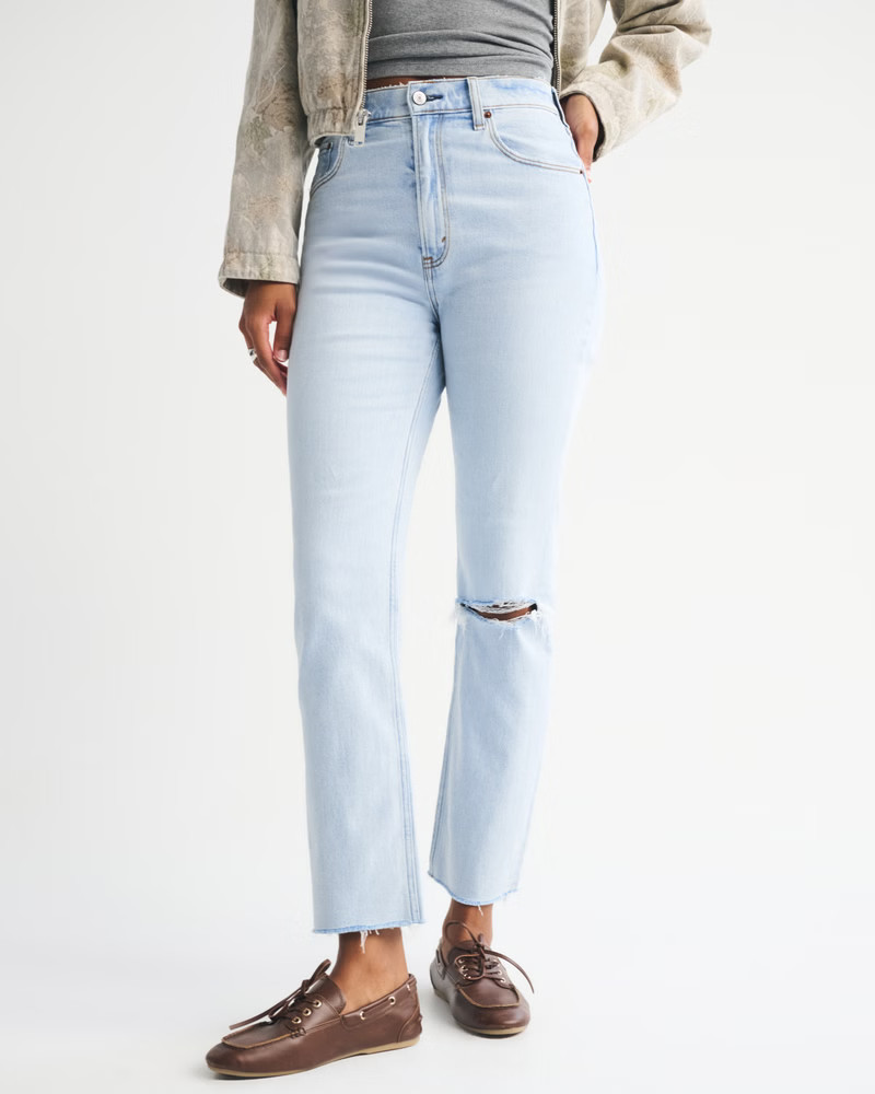 Women's Curve Love Ultra High Rise Ankle Straight Jean | Women's Bottoms | Abercrombie.com | Abercrombie & Fitch (US)