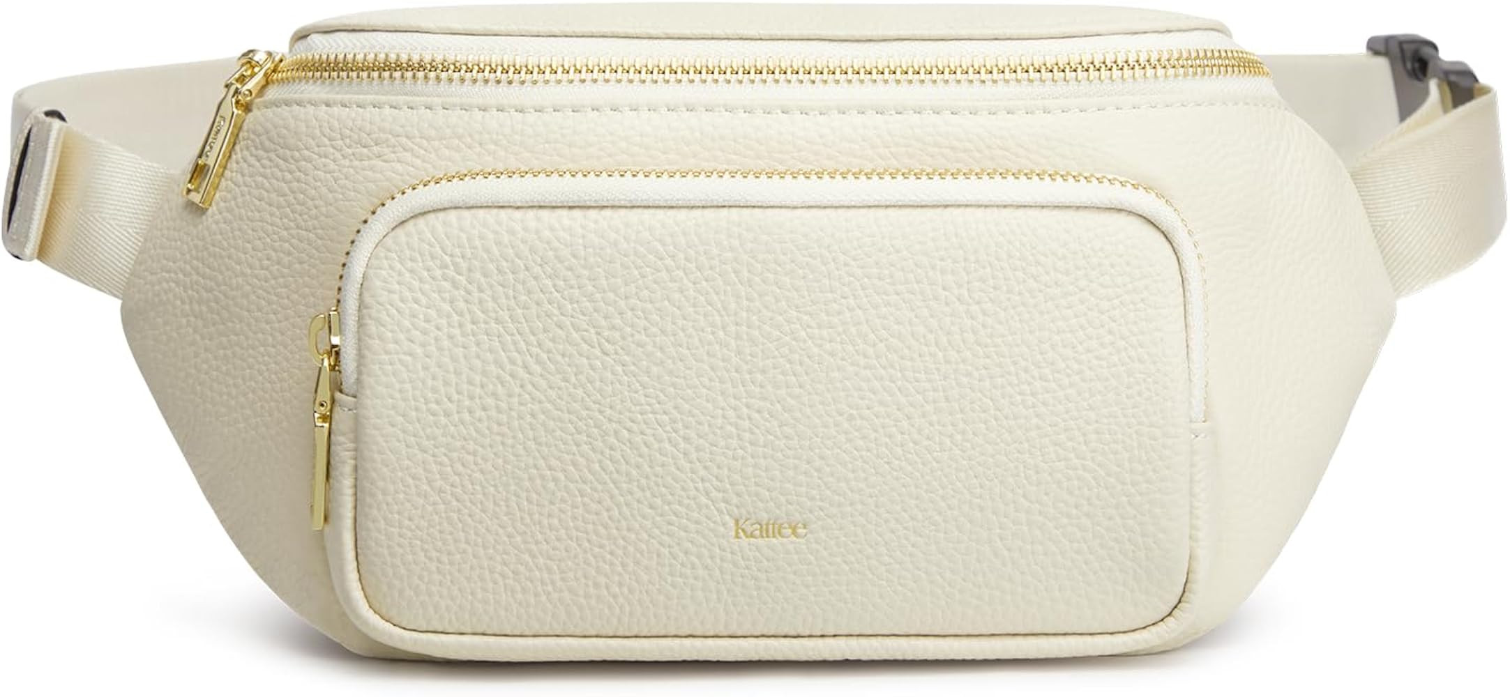 Kattee Small Leather Fanny Packs for Women with RFID Blocking, Beige | Amazon (US)