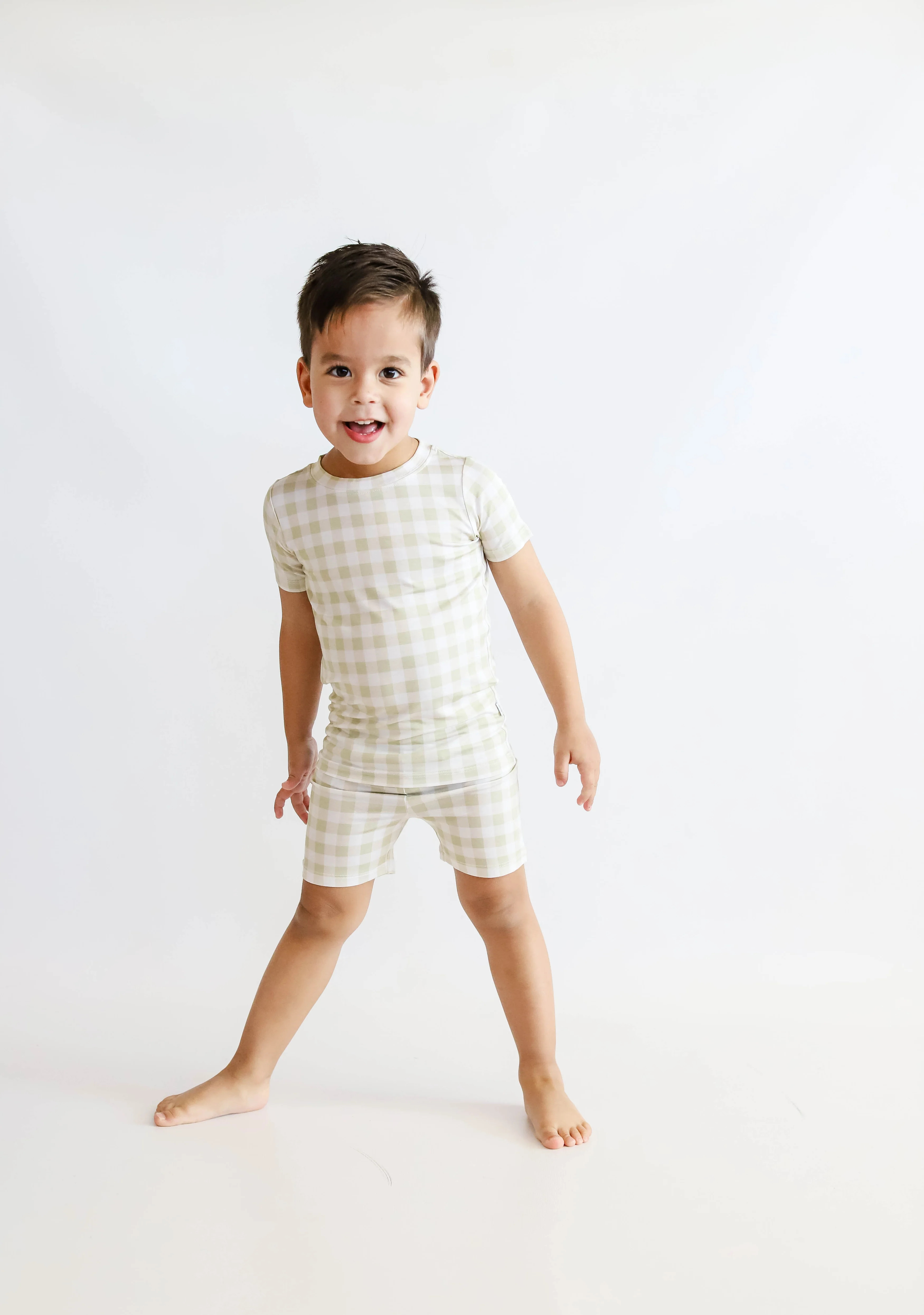 SAGE GINGHAM DREAM SHORT SET | Dream Big Little Co.