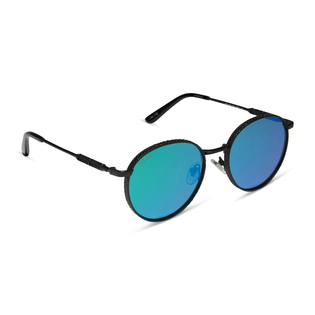 SNAPE™️ - MATTE BLACK METAL + GREEN MIRROR SUNGLASSES | DIFF Eyewear