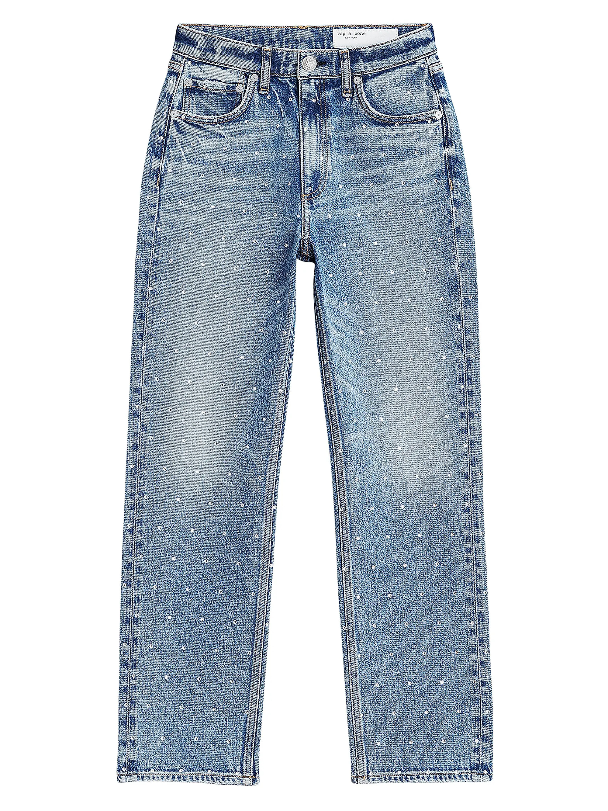 Harlow Jeweled Mid-Rise Straight Ankle Jeans | Saks Fifth Avenue