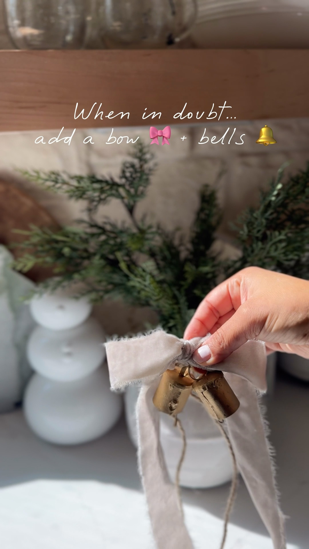 What I used to add bells and ribbon to my vase for a more festive look! 

#LTKSeasonal #LTKHoliday #LTKStyleTip