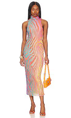 Keira Midi Dress in Abstract Feather | Revolve Clothing (Global)