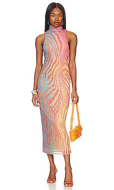 Keira Midi Dress in Abstract Feather | Revolve Clothing (Global)