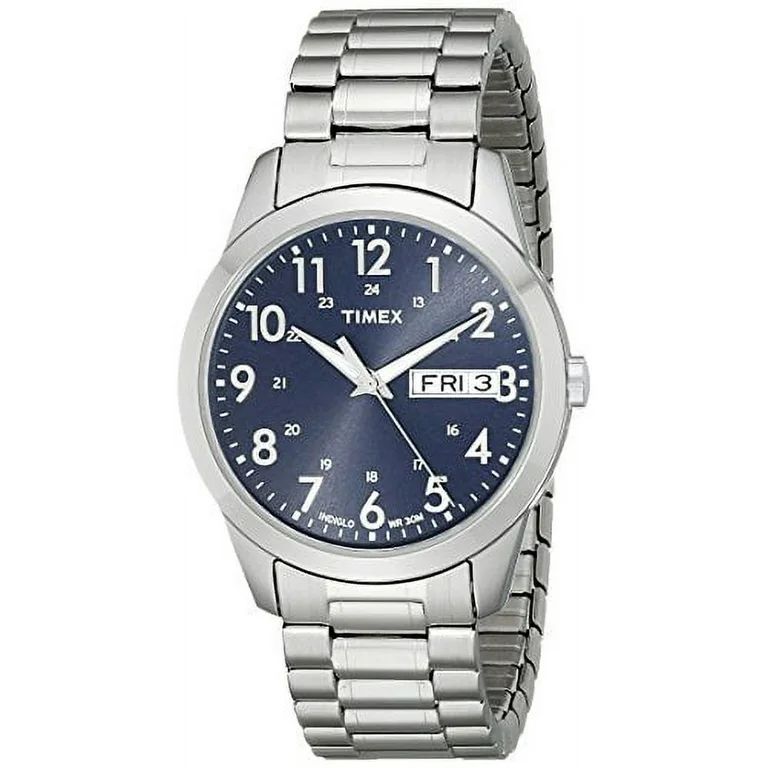 Timex Men's T2M933 South Street Sport Blue/Silver-Tone Stainless Steel Expansion Band Watch - Wal... | Walmart (US)