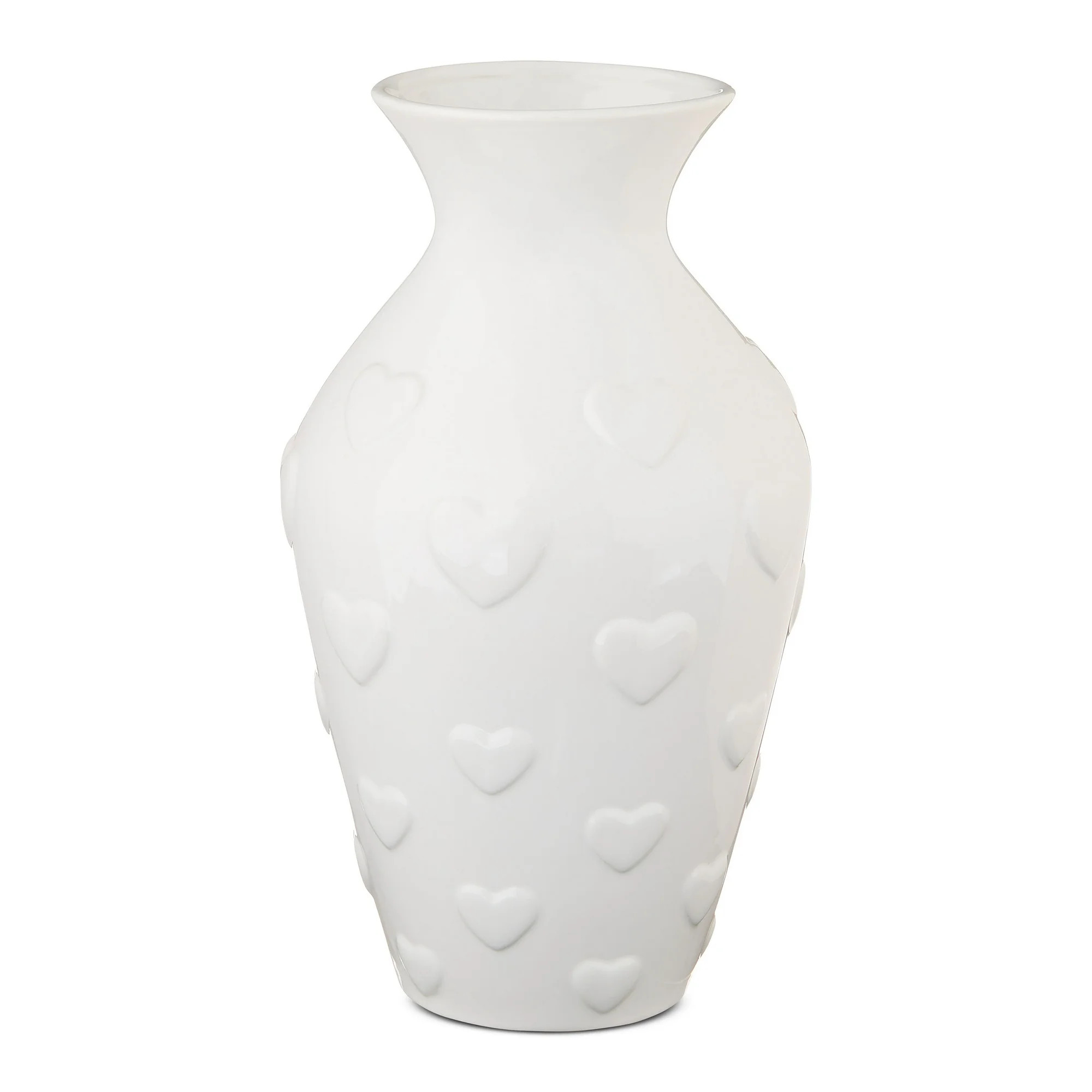 Ceramic Valentine's Day Heart Vase, White, 12", by My Texas House | Walmart (US)