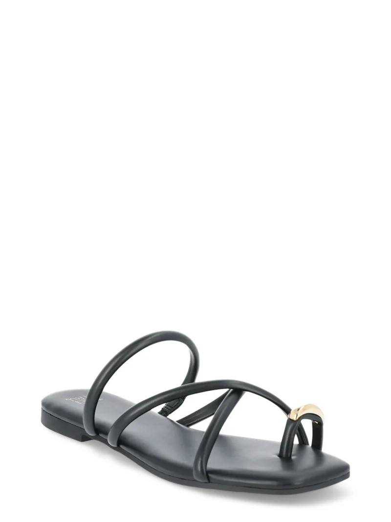 Time and Tru Women’s Strappy Hardware Toe Ring Sandals | Walmart (US)