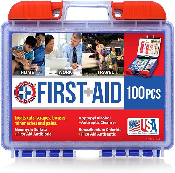 Be Smart Get Prepared 100 Piece First Aid Kit: Clean, Treat, Protect Minor Cuts, Scrapes. Home, O... | Amazon (US)