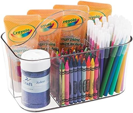 mDesign Plastic Portable Craft Storage Organizer Caddy Tote, Divided Basket Bin with Handle for C... | Amazon (US)