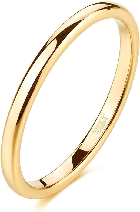 TRUMIUM 2mm 4mm 6mm 8mm Tungsten Wedding Band Ring for Men Women Gold/Rose Gold/Silver Domed High... | Amazon (US)