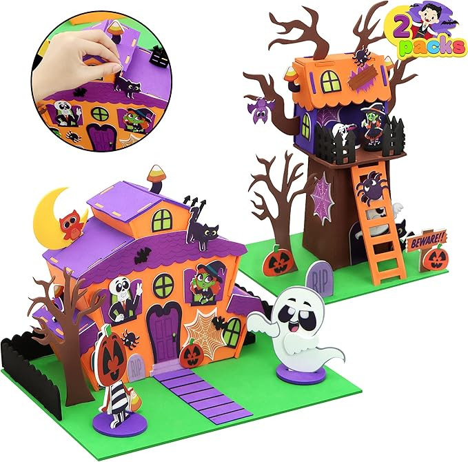 JOYIN 2 Pack Halloween Foam Haunted House Craft Kit, Party Favors for Kids, Halloween Art and Cra... | Amazon (US)