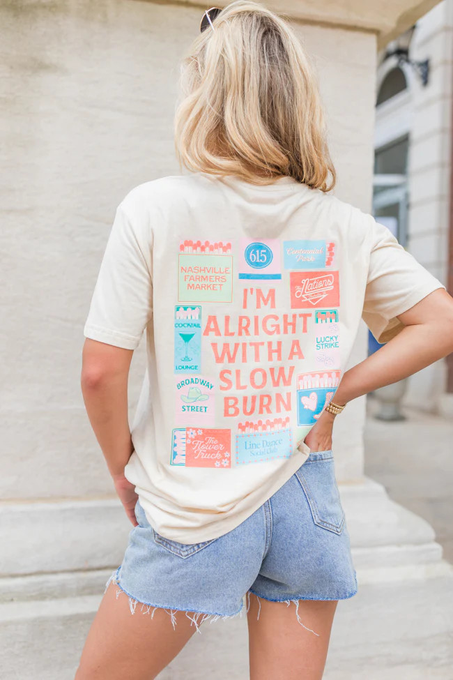 Slow Burn Ivory Overszied Graphic Tee | Pink Lily