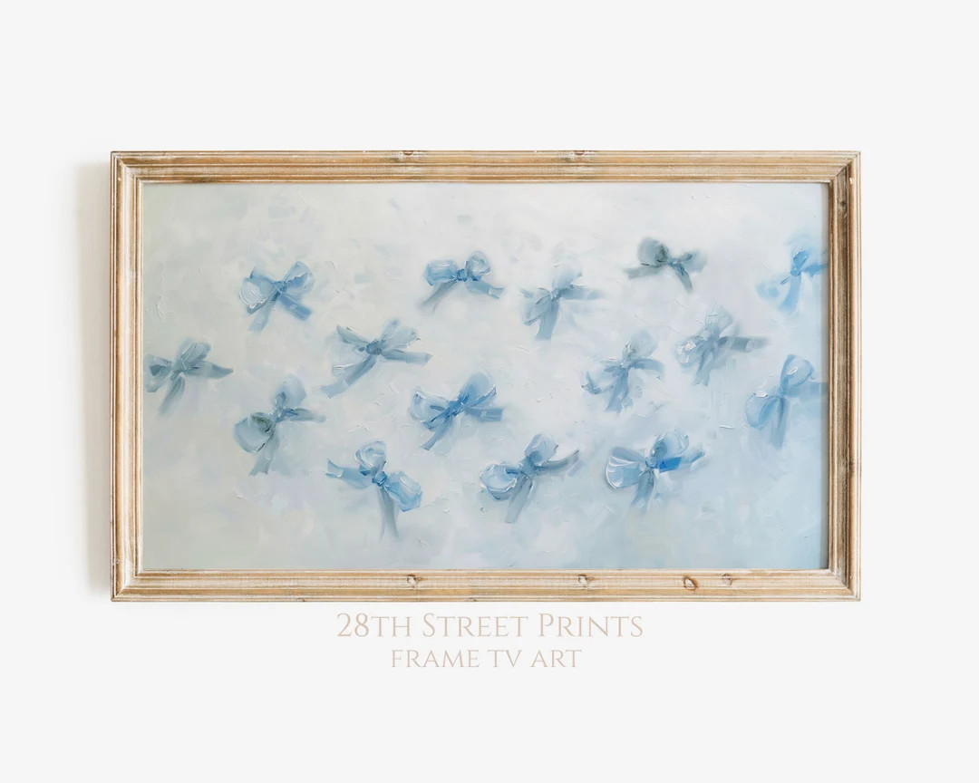 Frame TV Art, Blue Bows Digital Download, Coquette Decor Frame TV Art, Coquette Bows Art, Trendy ... | Etsy (US)