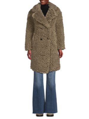 Teddy Faux Fur Double Breasted Coat | Saks Fifth Avenue OFF 5TH