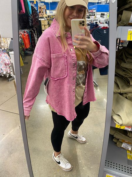 Pink denim shacket from Walmart! Comes in regular denim too. I sized down one size to a Med and it fits perfectly. 

#LTKunder50 #LTKFind #LTKstyletip