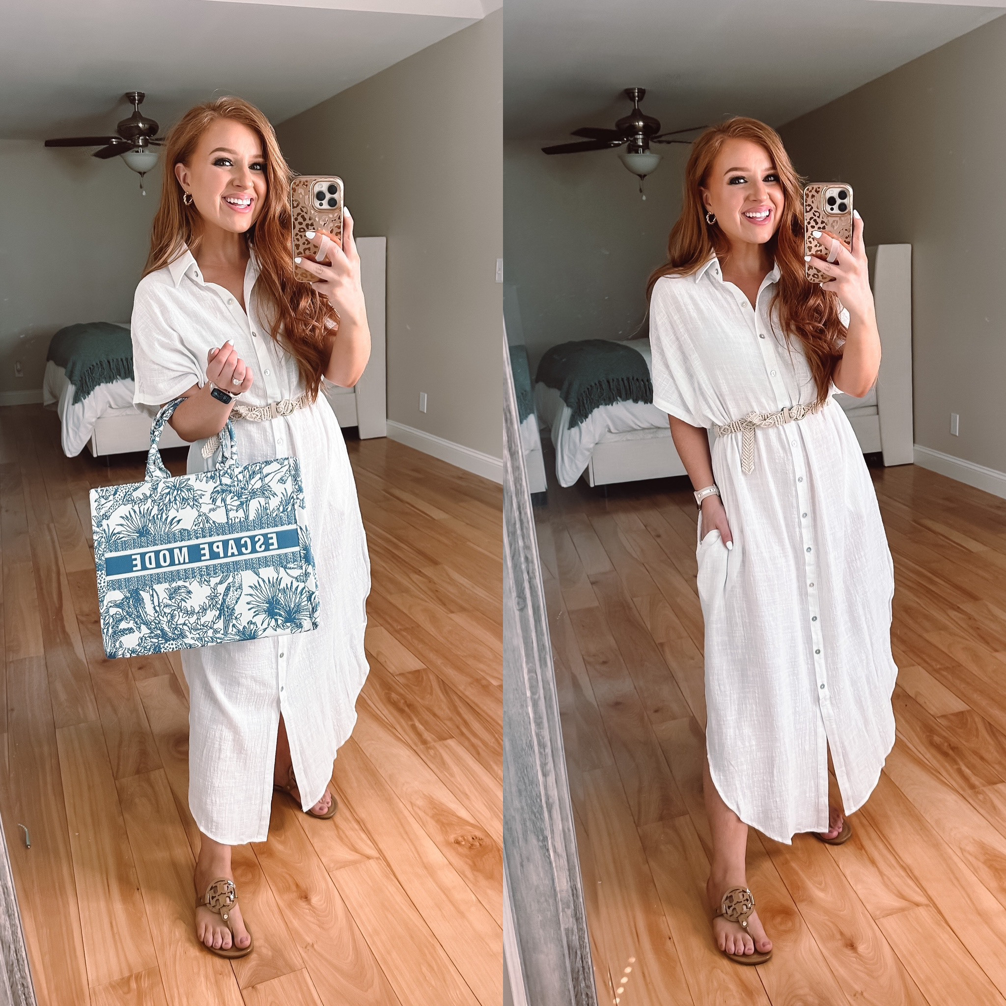 Beachy vacay fit ! Flowy whtie button up dress belted with designer inspired tote bag 



#LTKFind #LTKtravel #LTKstyletip