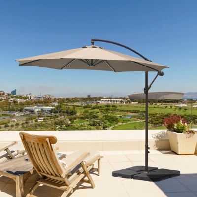 Westin Outdoor 10-Ft Cantiliver Umbrella and Base Weight Set, Beige | Ashley Homestore