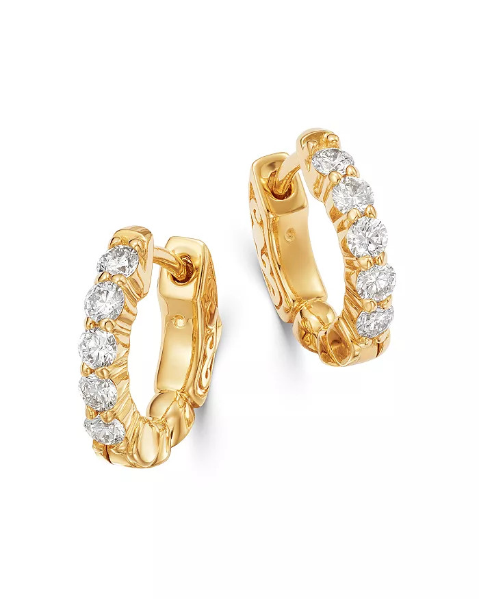 Diamond Huggie Hoop Earrings in 14K White Gold, 0.50 ct. t.w. - 100% Exclusive | Bloomingdale's (US)
