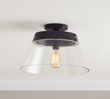 Caldwell Flared Recycled Glass Flush Mount | Pottery Barn (US)