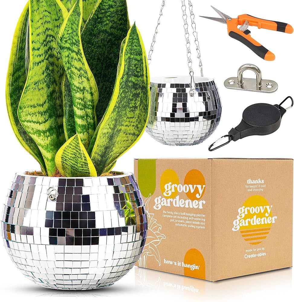 Groovy Gardener Disco Ball Planter - Self Watering Disco Planter Disco Ball Decor - Disco Ball Pl... | Amazon (US)
